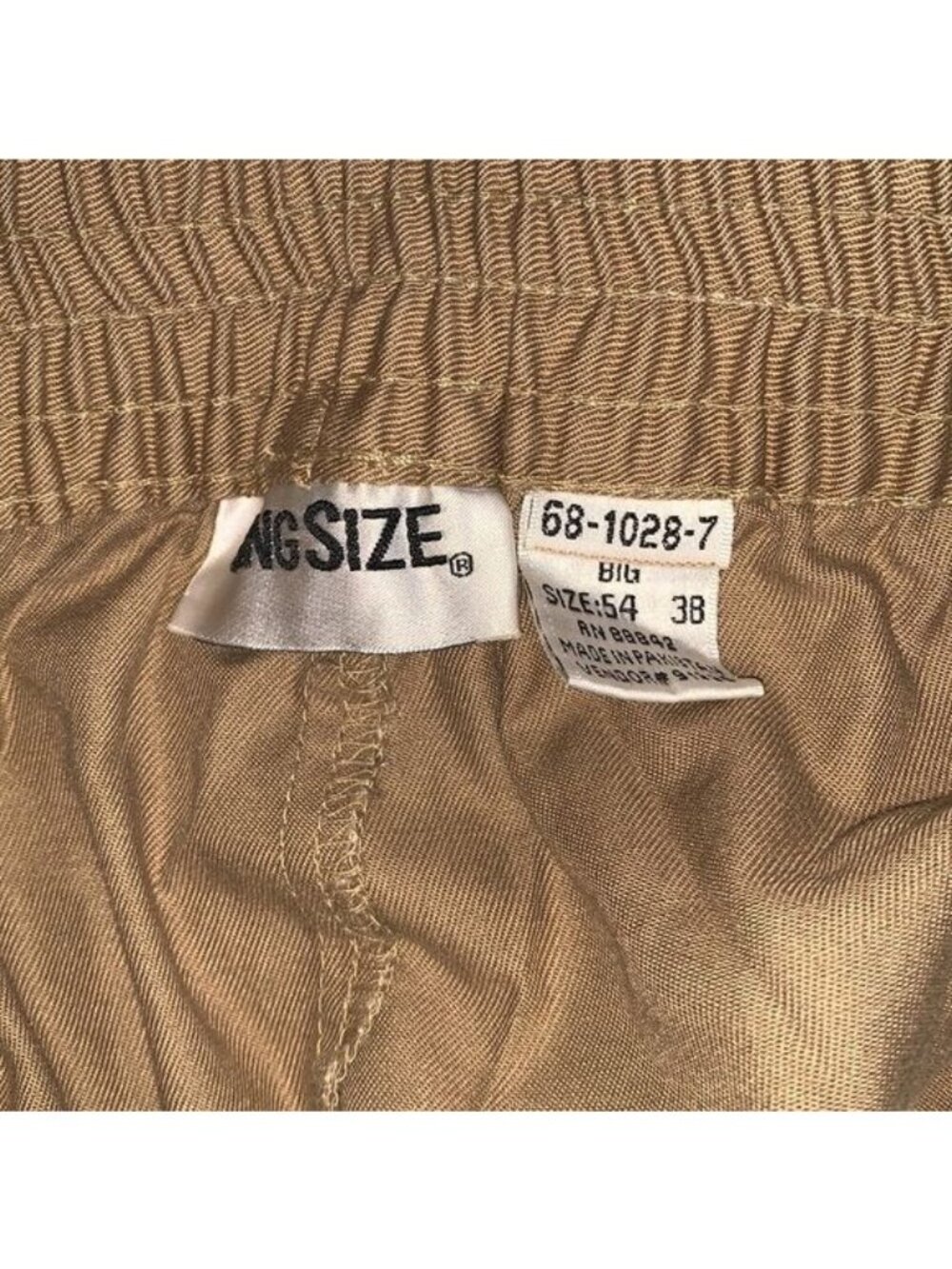 Mens King Size Big Elastic Waist Khaki Pants Size 54/38 Cotton Blend - Picture 3 of 12